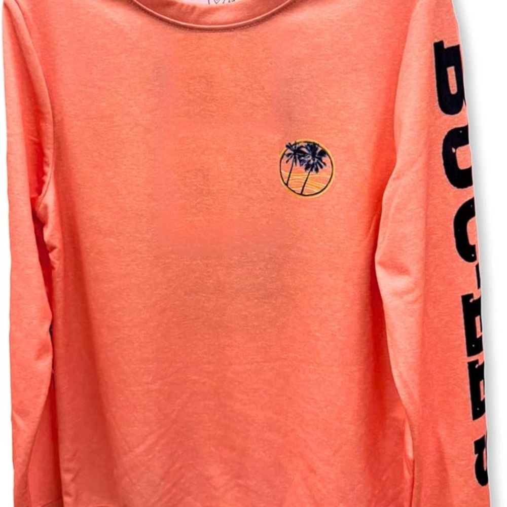BUC - EE’S Coral Long Sleeve Tee with Palm Tree Logo S